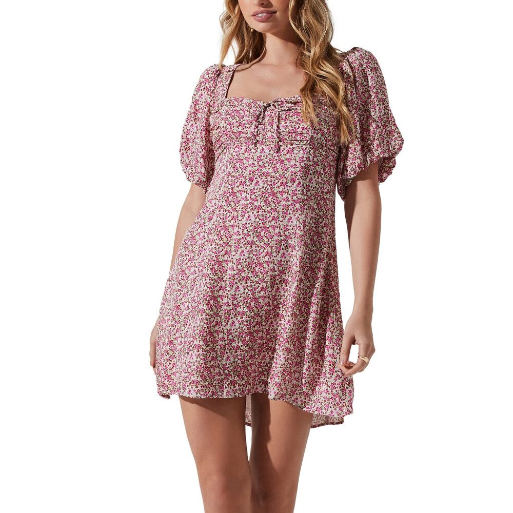 ASTR the Label Floral Print Puff Sleeve Dress